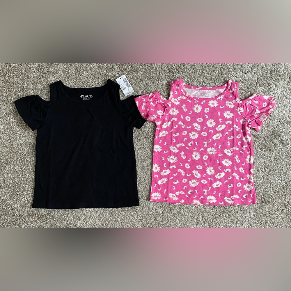 Girls Cold Shoulder Tops Set Pink and Black size 4 XS